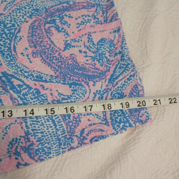 Lilly Pulitzer XS Pink/Blue Print Cotton Dress With 3/4 Sleeves & Knot Details - Picture 7 of 8